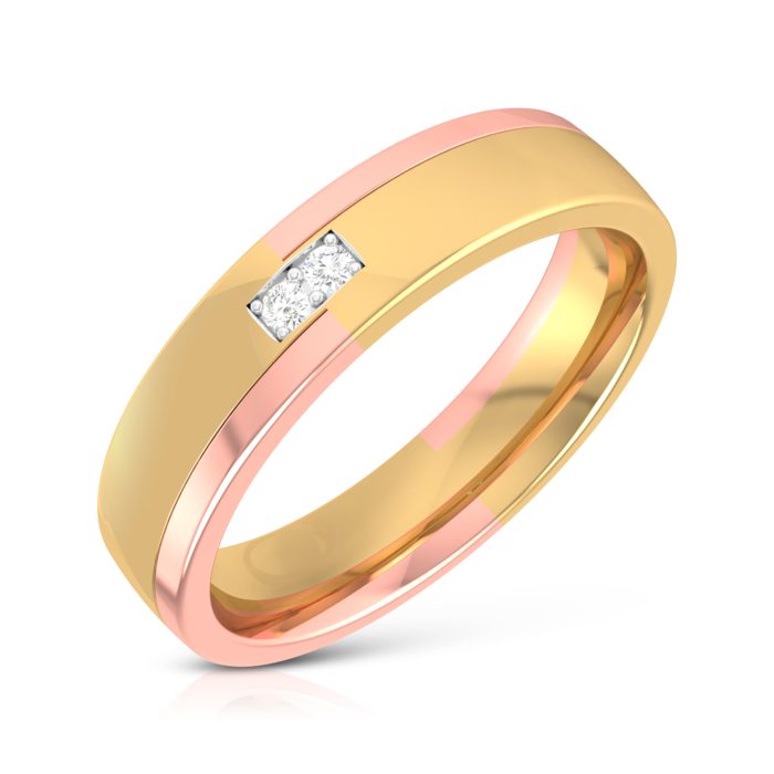 14k Two Tone Gold  0.03 ct Natural Diamond Engagement Wedding Bands - Image 2