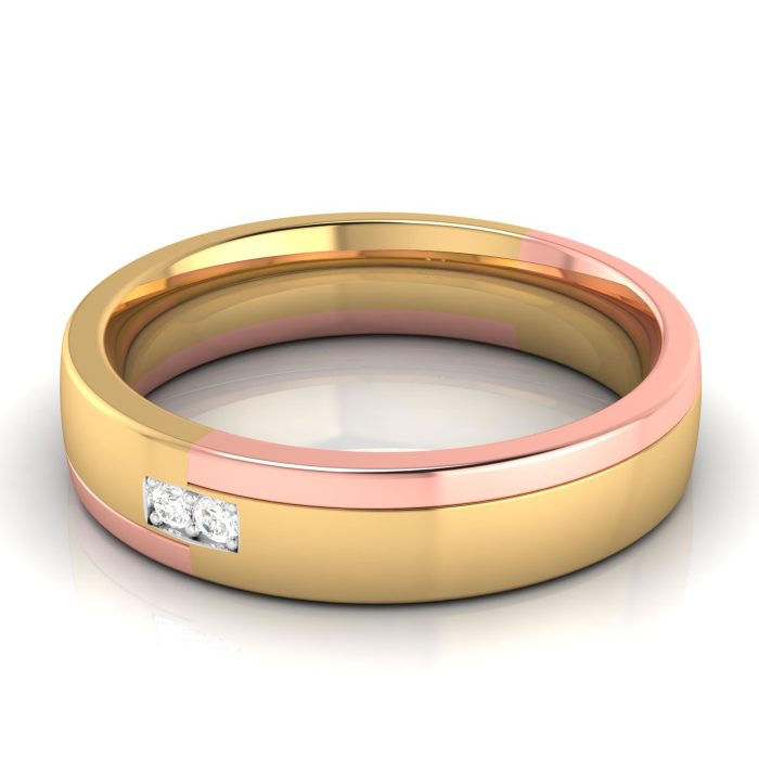 14k Two Tone Gold  0.03 ct Natural Diamond Engagement Wedding Bands - Image 9