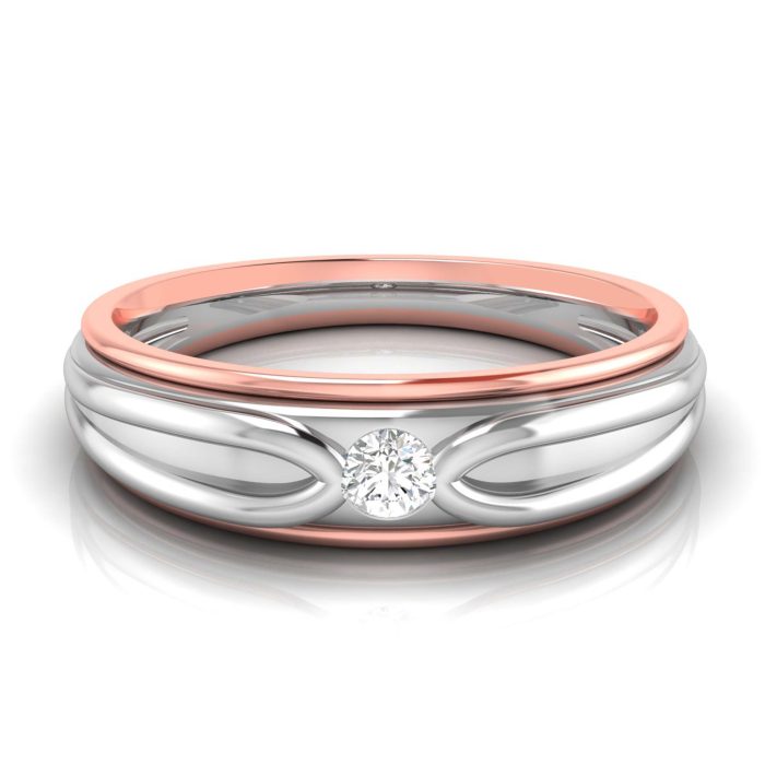 14k Two Tone Gold 0.10 ct Natural Diamond Engagement Wedding Bands - Image 1