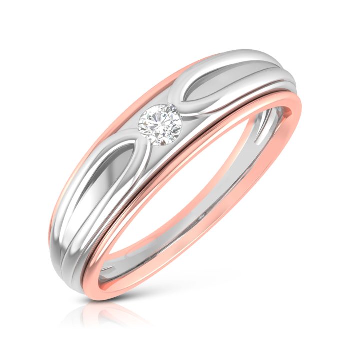 14k Two Tone Gold 0.10 ct Natural Diamond Engagement Wedding Bands - Image 4
