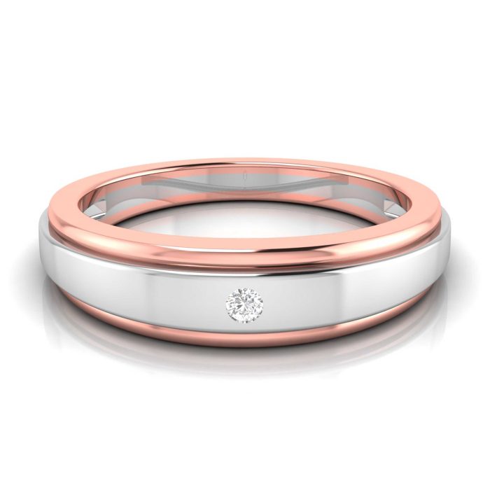 14k Two Tone Gold Natural 0.02 Ct Diamond Engagement Wedding Bands - Image 1