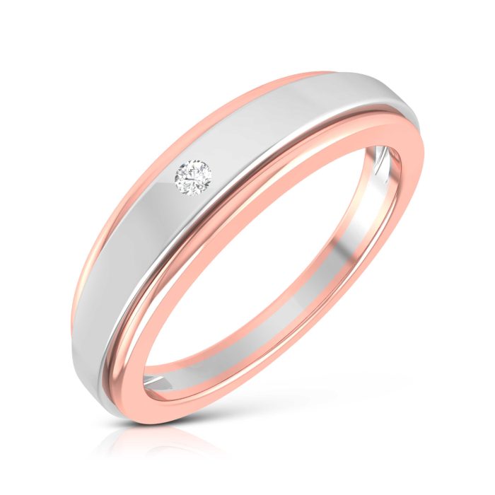 14k Two Tone Gold Natural 0.02 Ct Diamond Engagement Wedding Bands - Image 4