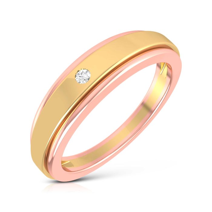 14k Two Tone Gold Natural 0.02 Ct Diamond Engagement Wedding Bands - Image 2