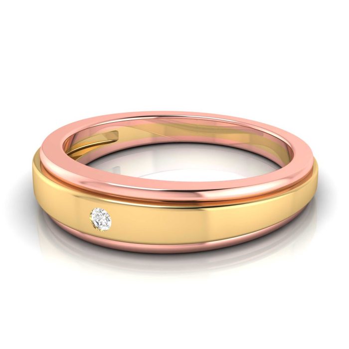14k Two Tone Gold Natural 0.02 Ct Diamond Engagement Wedding Bands - Image 9