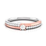 14k Two Tone Gold 0.15 ct Natural Diamond Engagement Wedding Bands - Image 4