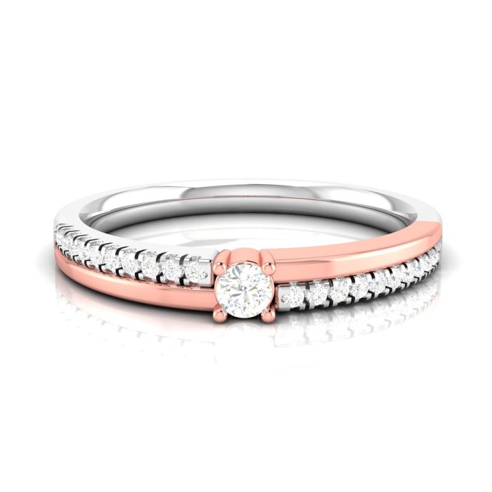 14k Two Tone Gold 0.15 ct Natural Diamond Engagement Wedding Bands - Image 4