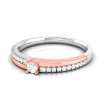 14k Two Tone Gold 0.15 ct Natural Diamond Engagement Wedding Bands - Image 5