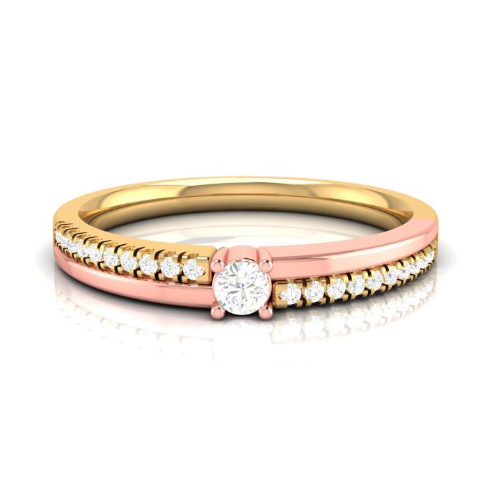 14k Two Tone Gold 0.15 ct Natural Diamond Engagement Wedding Bands - Image 8
