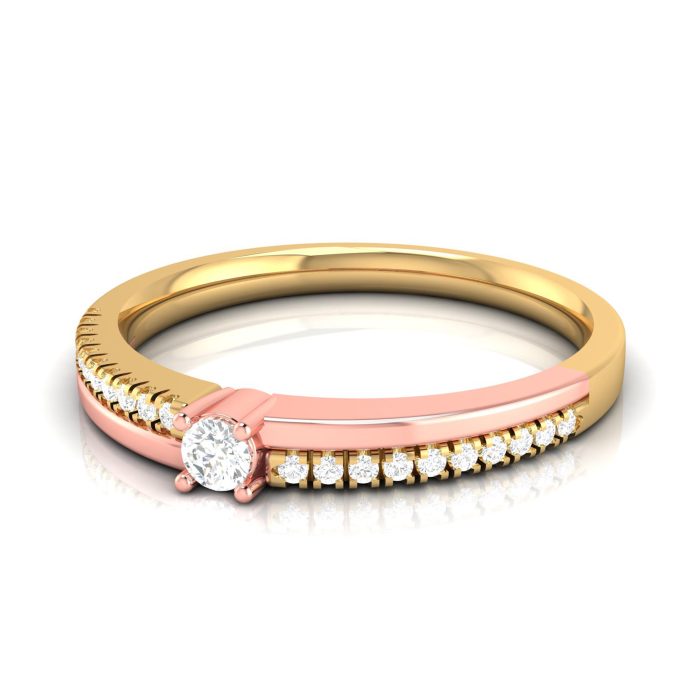 14k Two Tone Gold 0.15 ct Natural Diamond Engagement Wedding Bands - Image 9