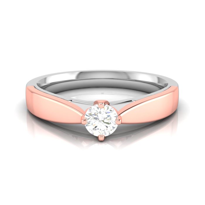 14k Two Tone Gold 0.15 ct Natural Diamond Solitaire Engagement Wedding Bands - Image 3