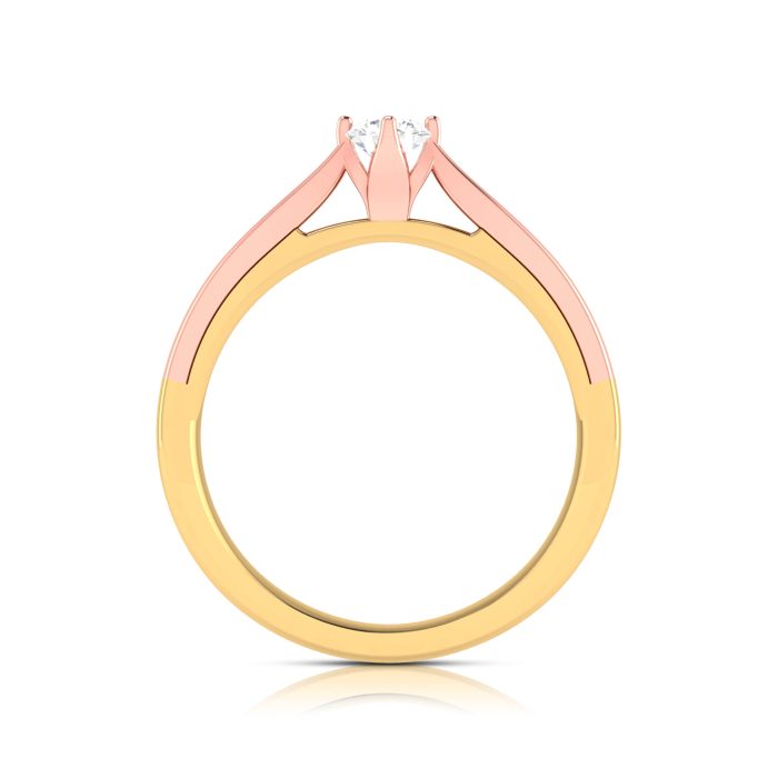 14k Two Tone Gold 0.15 ct Natural Diamond Solitaire Engagement Wedding Bands - Image 11