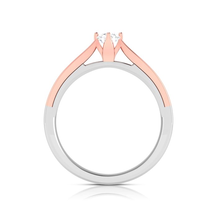 14k Two Tone Gold 0.15 ct Natural Diamond Solitaire Engagement Wedding Bands - Image 7