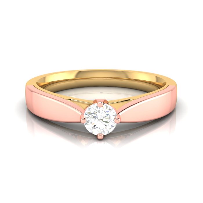 14k Two Tone Gold 0.15 ct Natural Diamond Solitaire Engagement Wedding Bands - Image 8