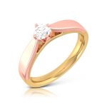 14k Two Tone Gold 0.15 ct Natural Diamond Solitaire Engagement Wedding Bands - Image 2