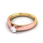 14k Two Tone Gold 0.15 ct Natural Diamond Solitaire Engagement Wedding Bands - Image 9