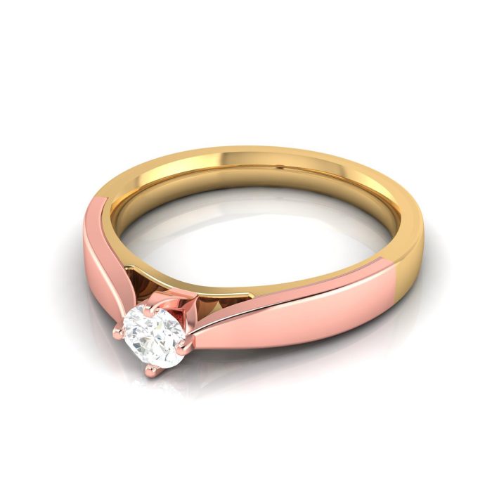14k Two Tone Gold 0.15 ct Natural Diamond Solitaire Engagement Wedding Bands - Image 9