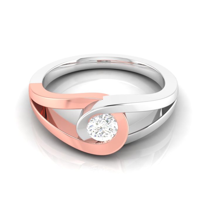 14k Two Tone Gold 0.25 ct Natural Diamond Solitaire Engagement Wedding Rings - Image 3
