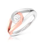 14k Two Tone Gold 0.25 ct Natural Diamond Solitaire Engagement Wedding Rings