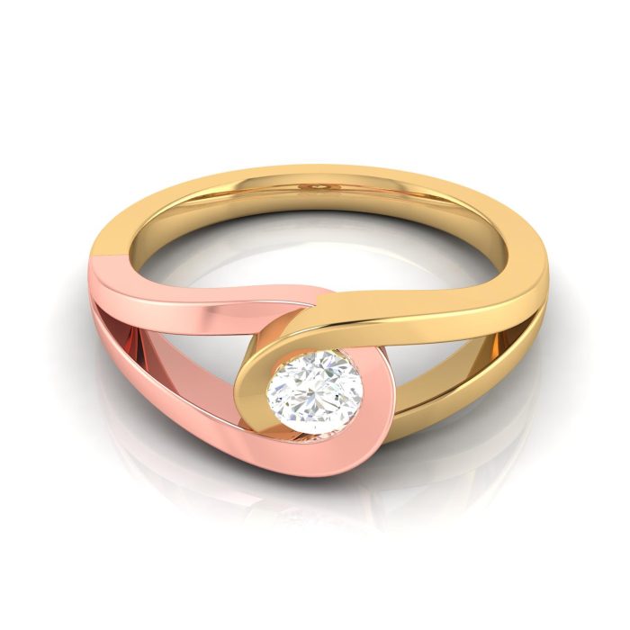 14k Two Tone Gold 0.25 ct Natural Diamond Solitaire Engagement Wedding Rings - Image 8