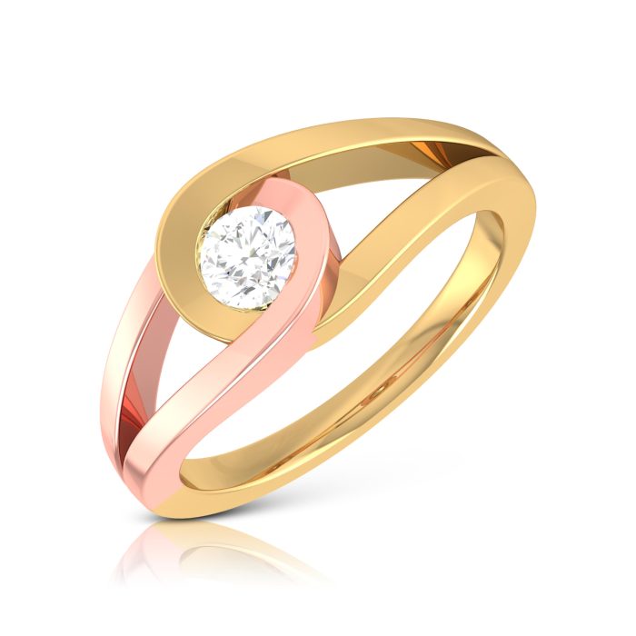14k Two Tone Gold 0.25 ct Natural Diamond Solitaire Engagement Wedding Rings - Image 2