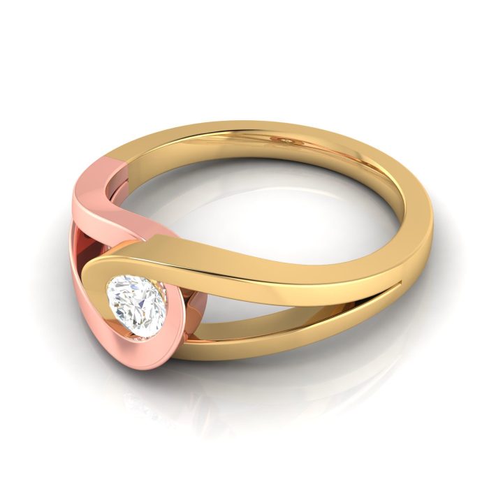14k Two Tone Gold 0.25 ct Natural Diamond Solitaire Engagement Wedding Rings - Image 9