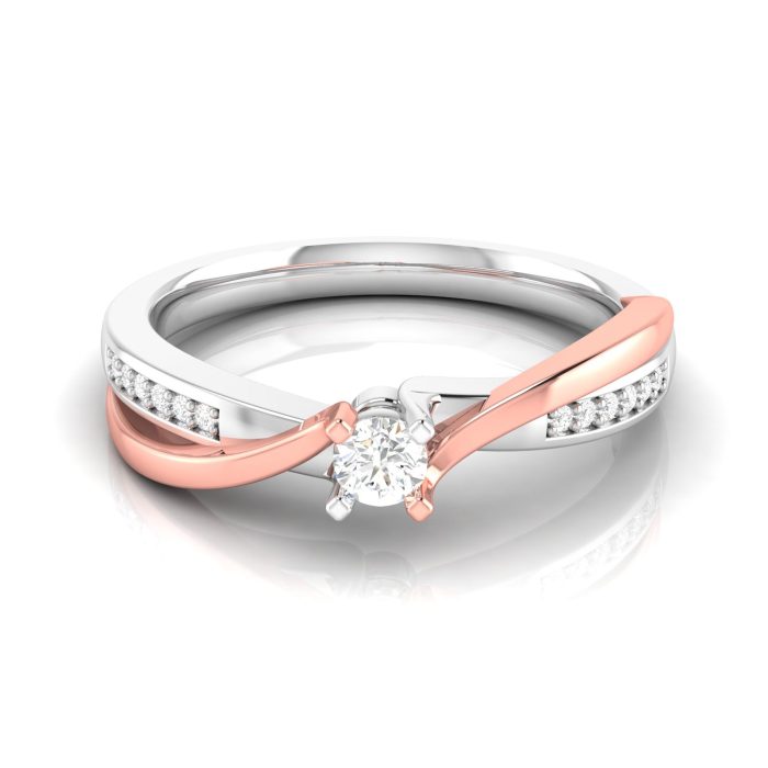 14k Two Tone Gold 0.15 ct Natural Diamond Engagement Wedding Rings - Image 3