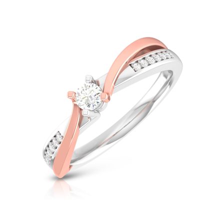 14k Two Tone Gold 0.15 ct Natural Diamond Engagement Wedding Rings