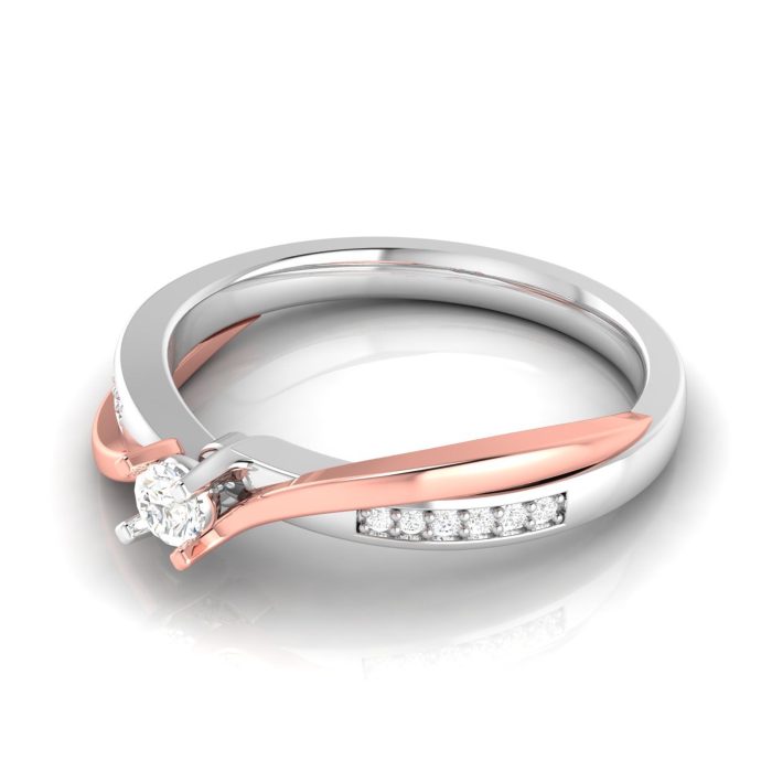 14k Two Tone Gold 0.15 ct Natural Diamond Engagement Wedding Rings - Image 5