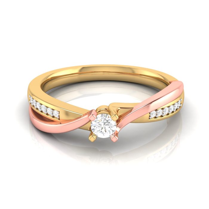 14k Two Tone Gold 0.15 ct Natural Diamond Engagement Wedding Rings - Image 8
