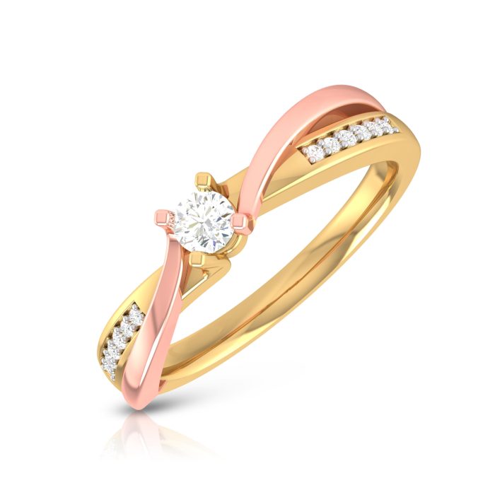 14k Two Tone Gold 0.15 ct Natural Diamond Engagement Wedding Rings - Image 2