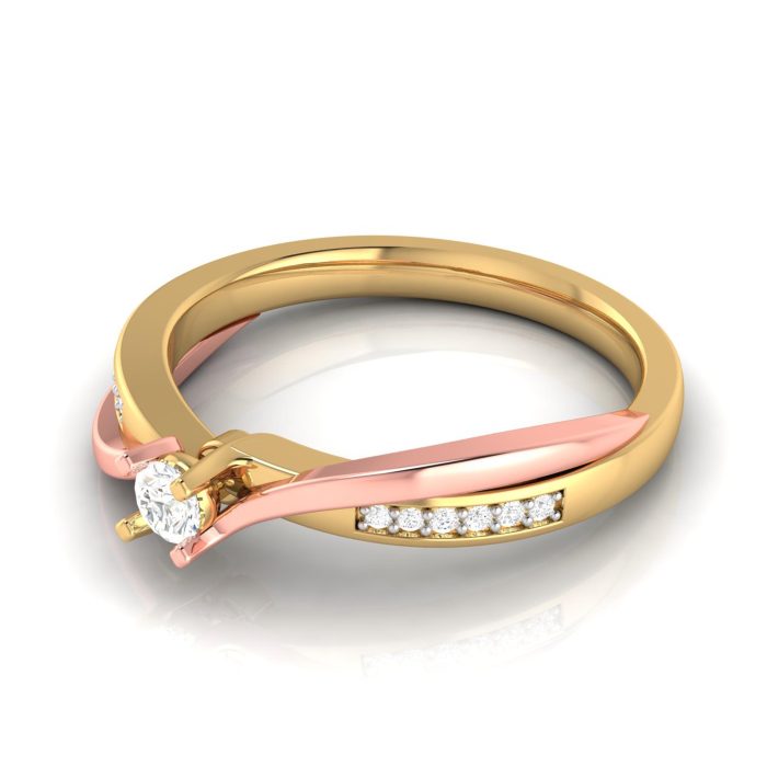 14k Two Tone Gold 0.15 ct Natural Diamond Engagement Wedding Rings - Image 9