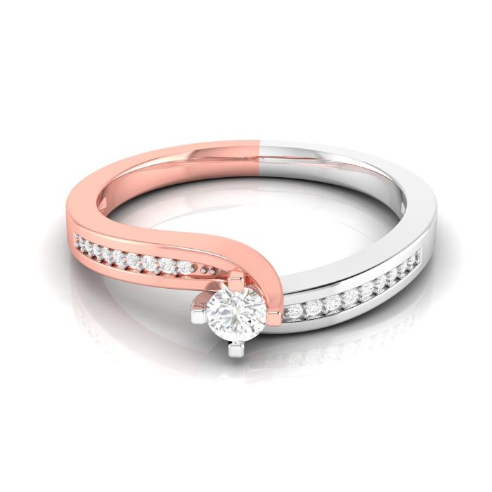 14k Two Tone Gold 0.15 ct Natural Diamond Engagement Wedding Rings - Image 3