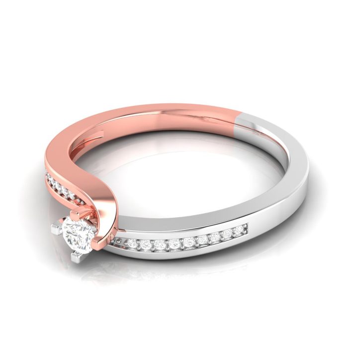 14k Two Tone Gold 0.15 ct Natural Diamond Engagement Wedding Rings - Image 5