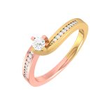 14k Two Tone Gold 0.15 ct Natural Diamond Engagement Wedding Rings - Image 2
