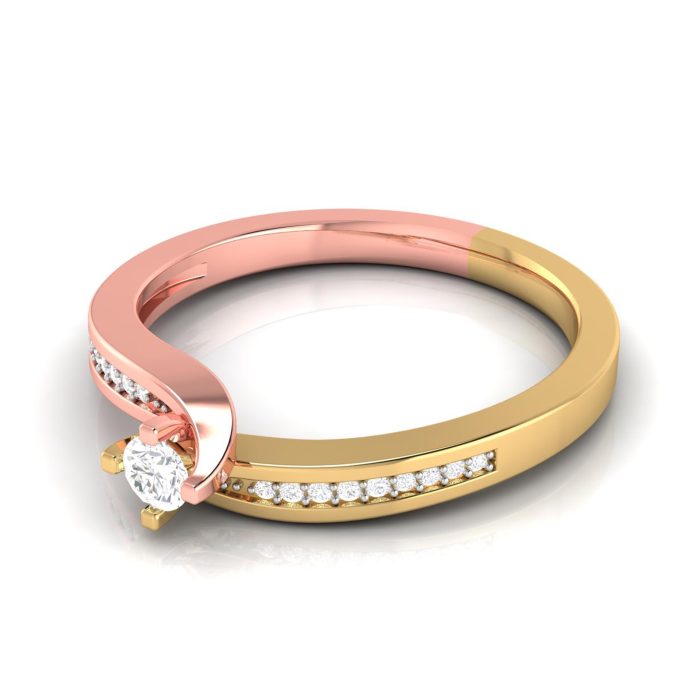 14k Two Tone Gold 0.15 ct Natural Diamond Engagement Wedding Rings - Image 9
