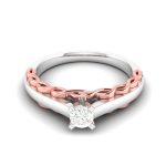 14k Two Tone Gold 0.19 ct Natural Diamond Solitaire Engagement Wedding Rings - Image 3