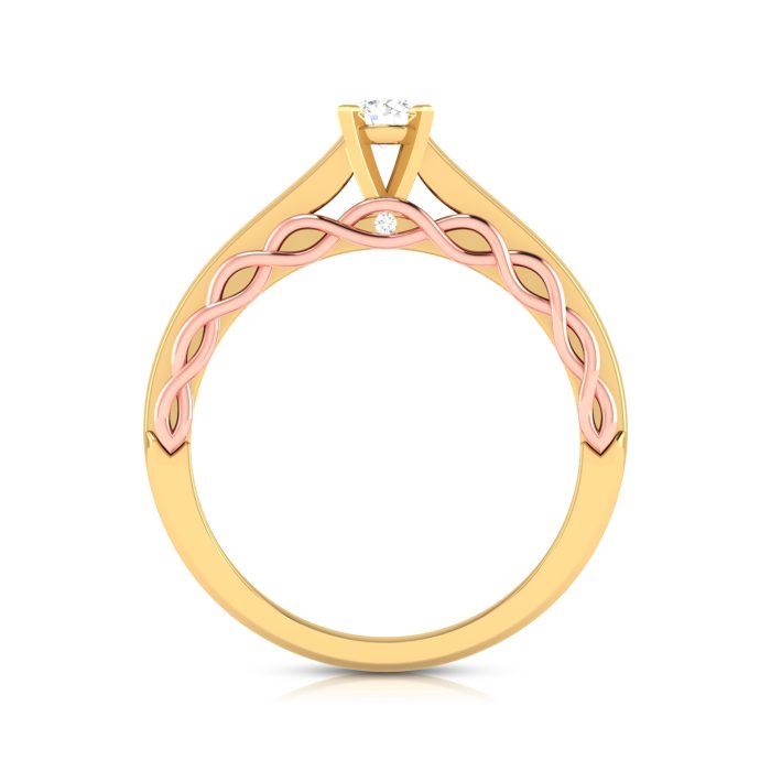 14k Two Tone Gold 0.19 ct Natural Diamond Solitaire Engagement Wedding Rings - Image 11