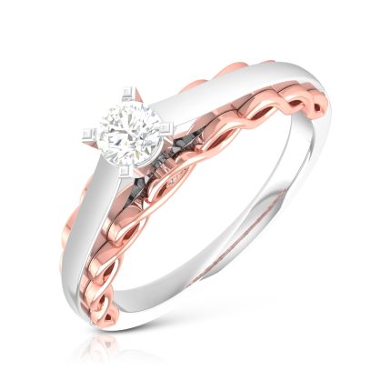 14k Two Tone Gold 0.19 ct Natural Diamond Solitaire Engagement Wedding Rings