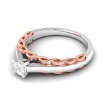 14k Two Tone Gold 0.19 ct Natural Diamond Solitaire Engagement Wedding Rings - Image 5