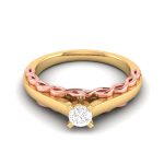 14k Two Tone Gold 0.19 ct Natural Diamond Solitaire Engagement Wedding Rings - Image 8