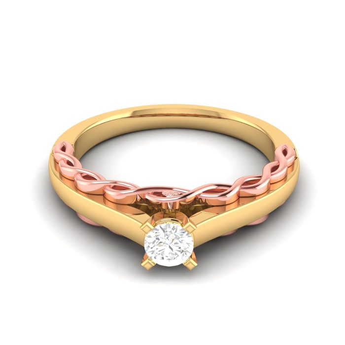 14k Two Tone Gold 0.19 ct Natural Diamond Solitaire Engagement Wedding Rings - Image 8