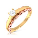 14k Two Tone Gold 0.19 ct Natural Diamond Solitaire Engagement Wedding Rings - Image 2