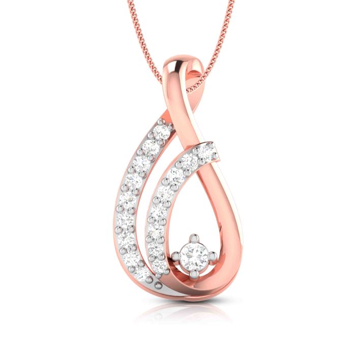 0.10 Ct Natural Diamond Pendants 14k Yellow Rose White Gold - Image 3