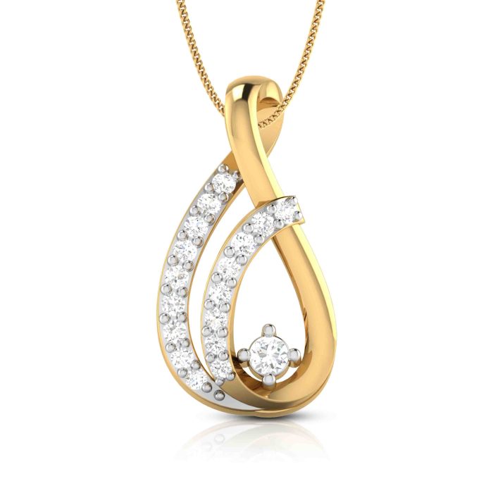 0.10 Ct Natural Diamond Pendants 14k Yellow Rose White Gold - Image 1