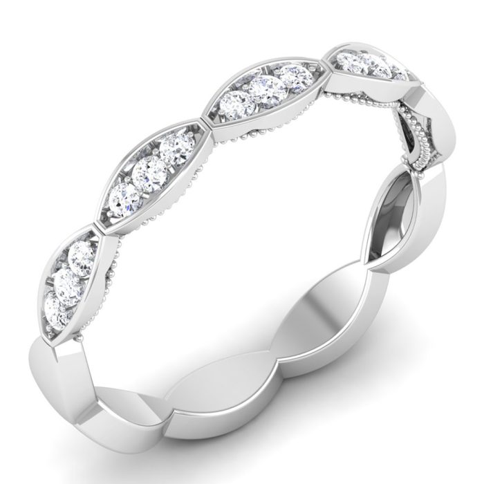 0.17 ct Natural Diamond Engagement Wedding Bands14k White Gold - Image 1