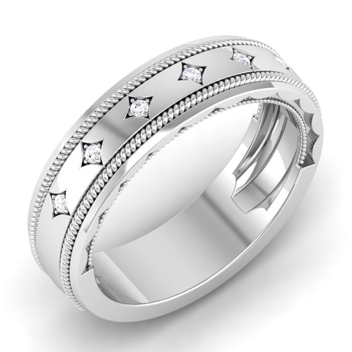 14k White Gold Natural Diamond Engagement Wedding Anniversary Band - Image 1