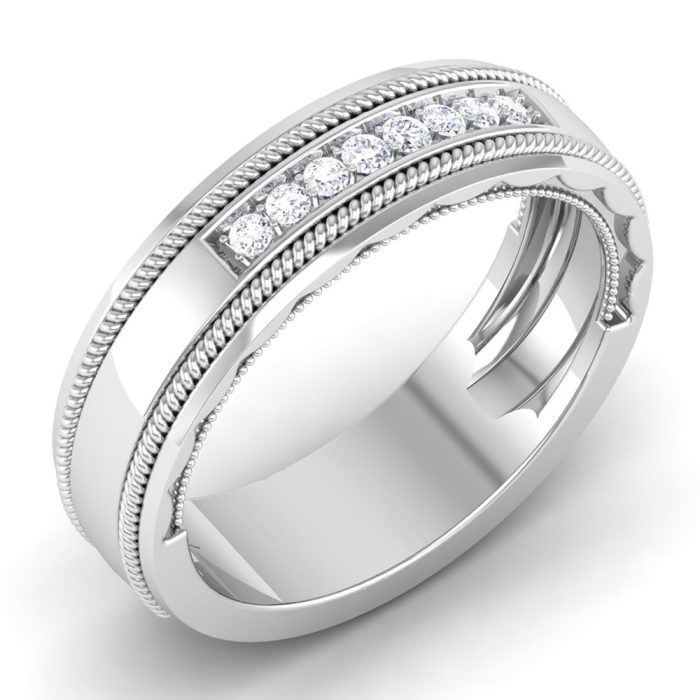 0.12 ct Natural Diamond Engagement Wedding Anniversary Band 14k White Gold - Image 1