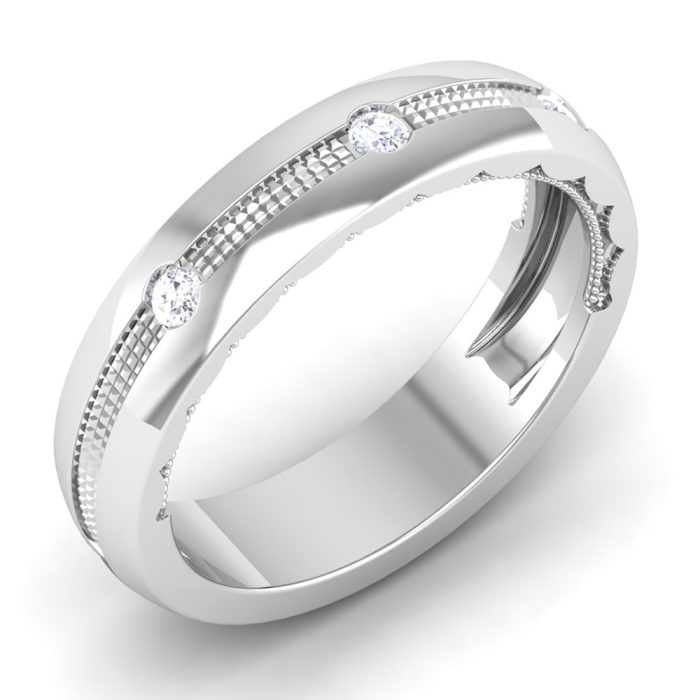 0.10 ct Natural Diamond Engagement Wedding Anniversary Band 14k White Gold - Image 1