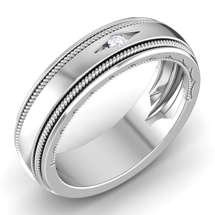 0.03 ct Natural Diamond Engagement Wedding Anniversary Band 14k White Gold - Image 1