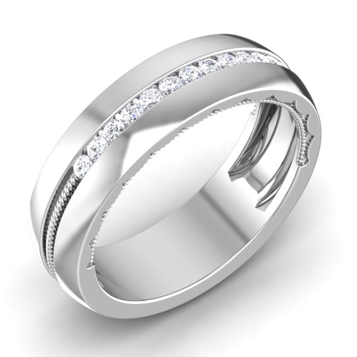 0.19 ct Natural Diamond Engagement Wedding Anniversary Band 14k White Gold - Image 1